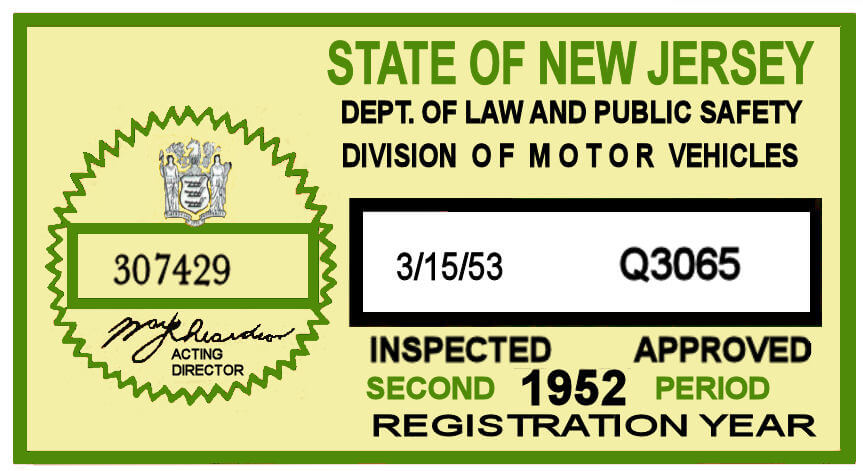 (image for) 1952 2nd period New Jersey INSPECTION Sticker